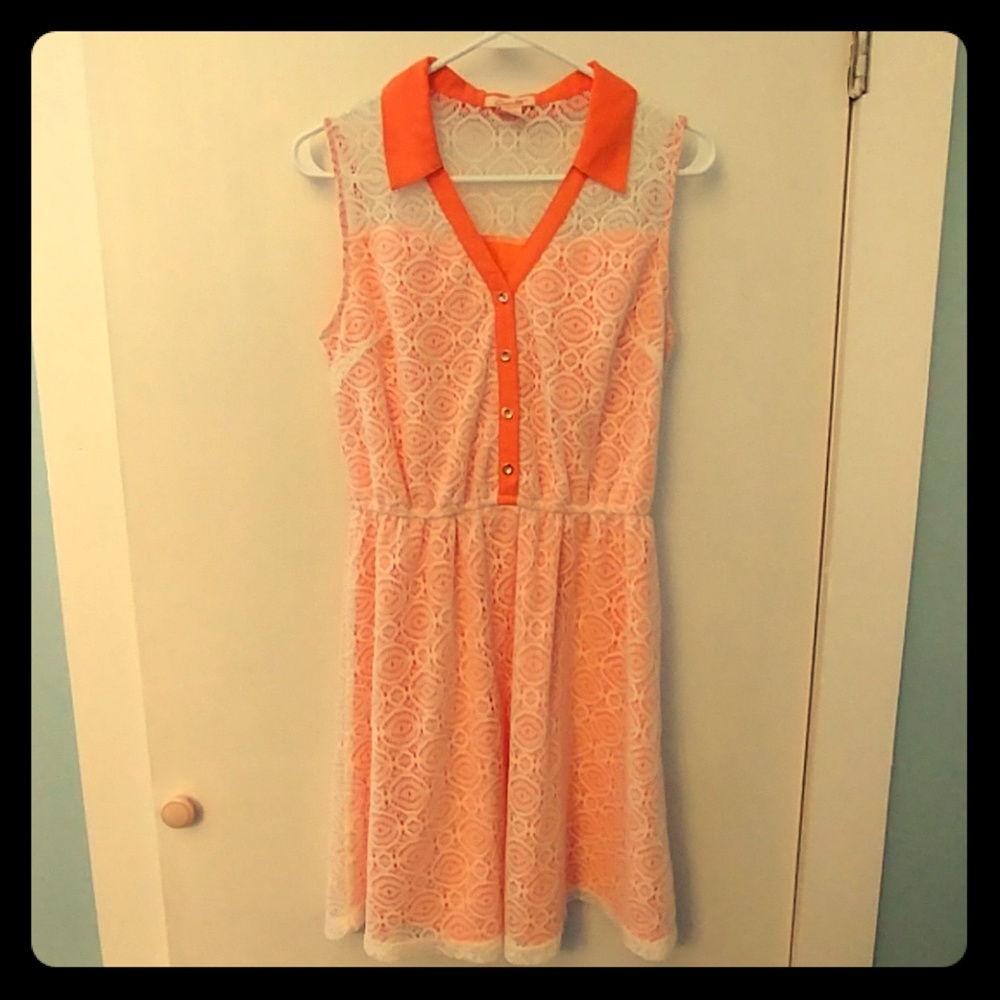 CLOSET CLEAR-OUT!  Orange and White Lace Dress M